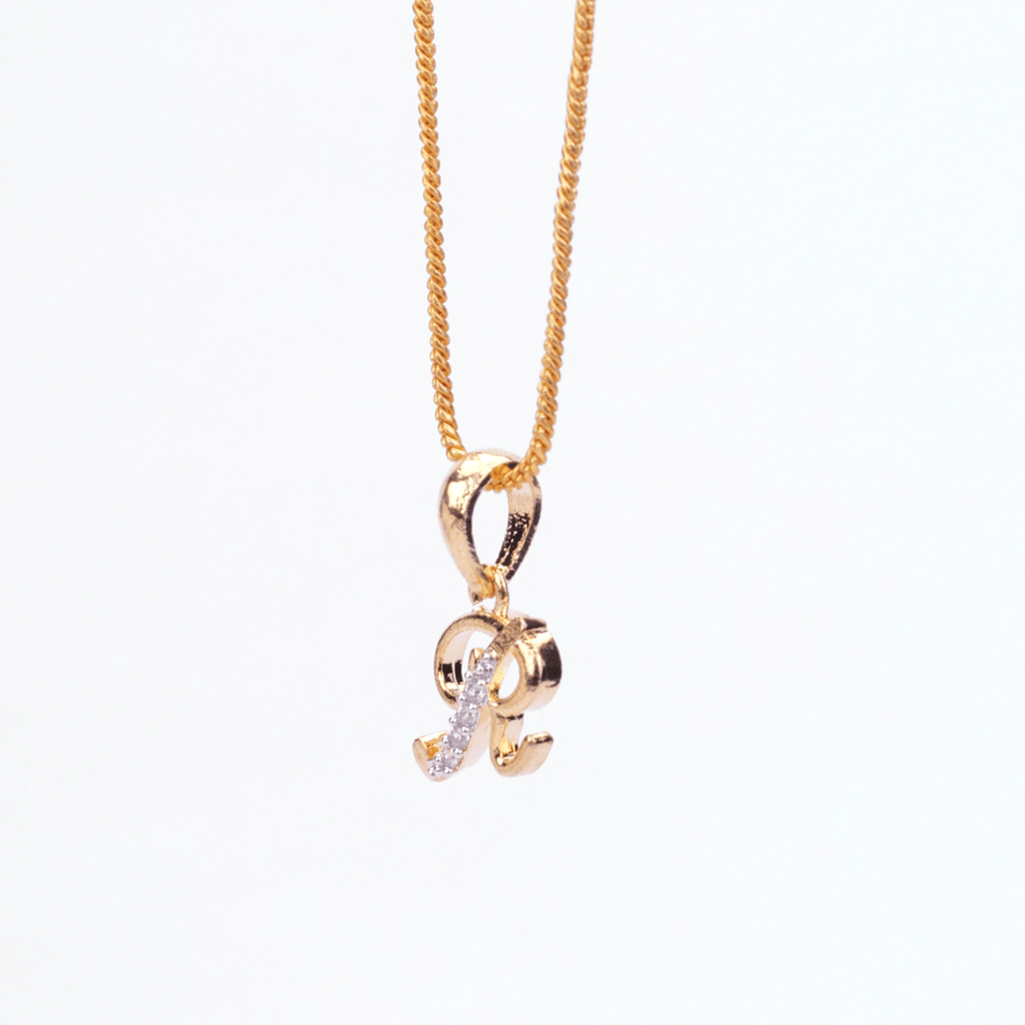 Opal Touch - Alphabet R Two Tone Locket with Chain (18") - Locket Set