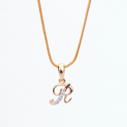 Opal Touch - Alphabet R Two Tone Locket with Chain (18