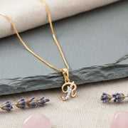 Alphabet R Two Tone Locket with Chain (18") - Opal Touch