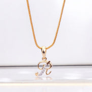 Opal Touch - Alphabet R Two Tone Locket with Chain (18