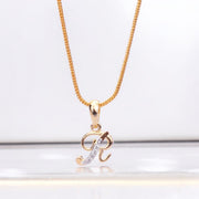 Opal Touch - Alphabet R Two Tone Locket with Chain (18") - Locket Set