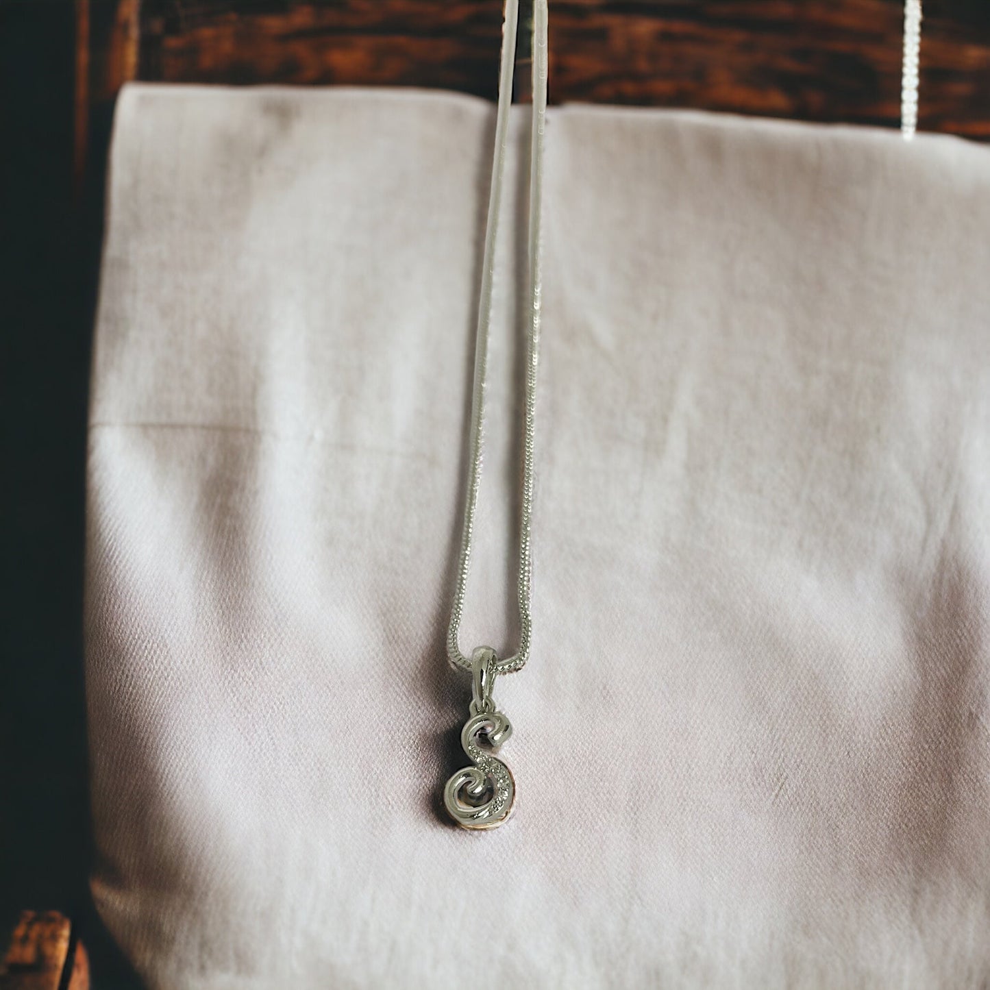 Opal Touch - Alphabet S Rhodium Locket with Chain (18") - Locket Set