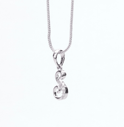 Opal Touch - Alphabet S Rhodium Locket with Chain (18") - Locket Set