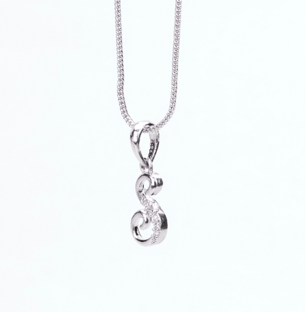 Opal Touch - Alphabet S Rhodium Locket with Chain (18") - Locket Set
