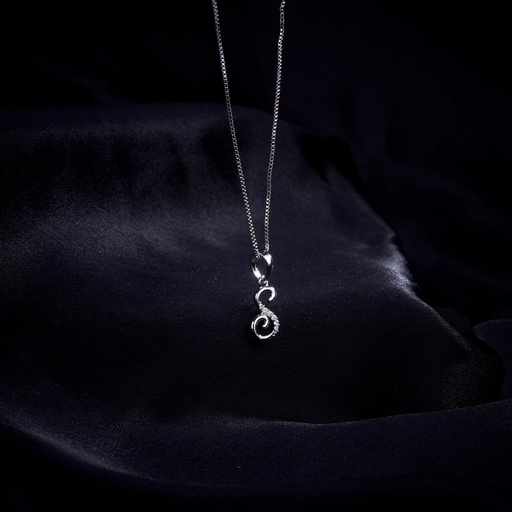 Opal Touch - Alphabet S Rhodium Locket with Chain (18
