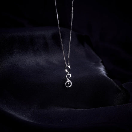 Opal Touch - Alphabet S Rhodium Locket with Chain (18") - Locket Set