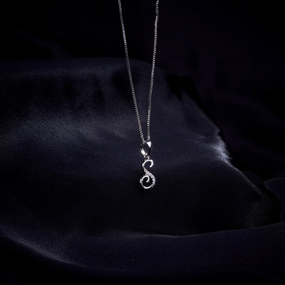 Opal Touch - Alphabet S Rhodium Locket with Chain (18") - Locket Set