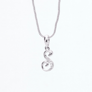 Opal Touch - Alphabet S Rhodium Locket with Chain (18