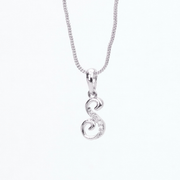 Opal Touch - Alphabet S Rhodium Locket with Chain (18") - Locket Set
