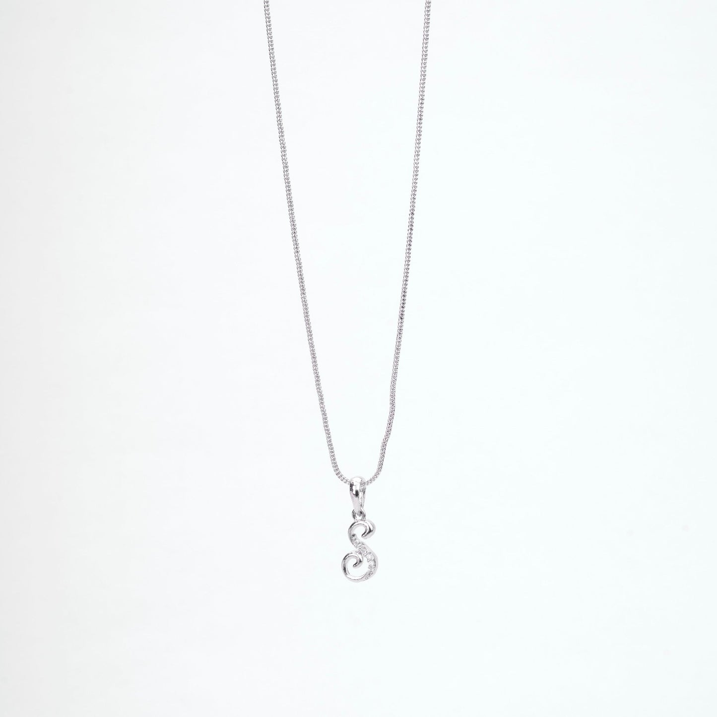 Opal Touch - Alphabet S Rhodium Locket with Chain (18") - Locket Set