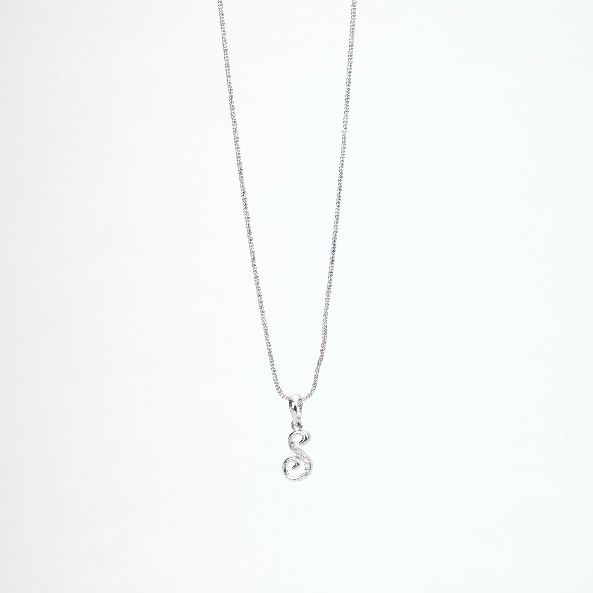 Opal Touch - Alphabet S Rhodium Locket with Chain (18") - Locket Set