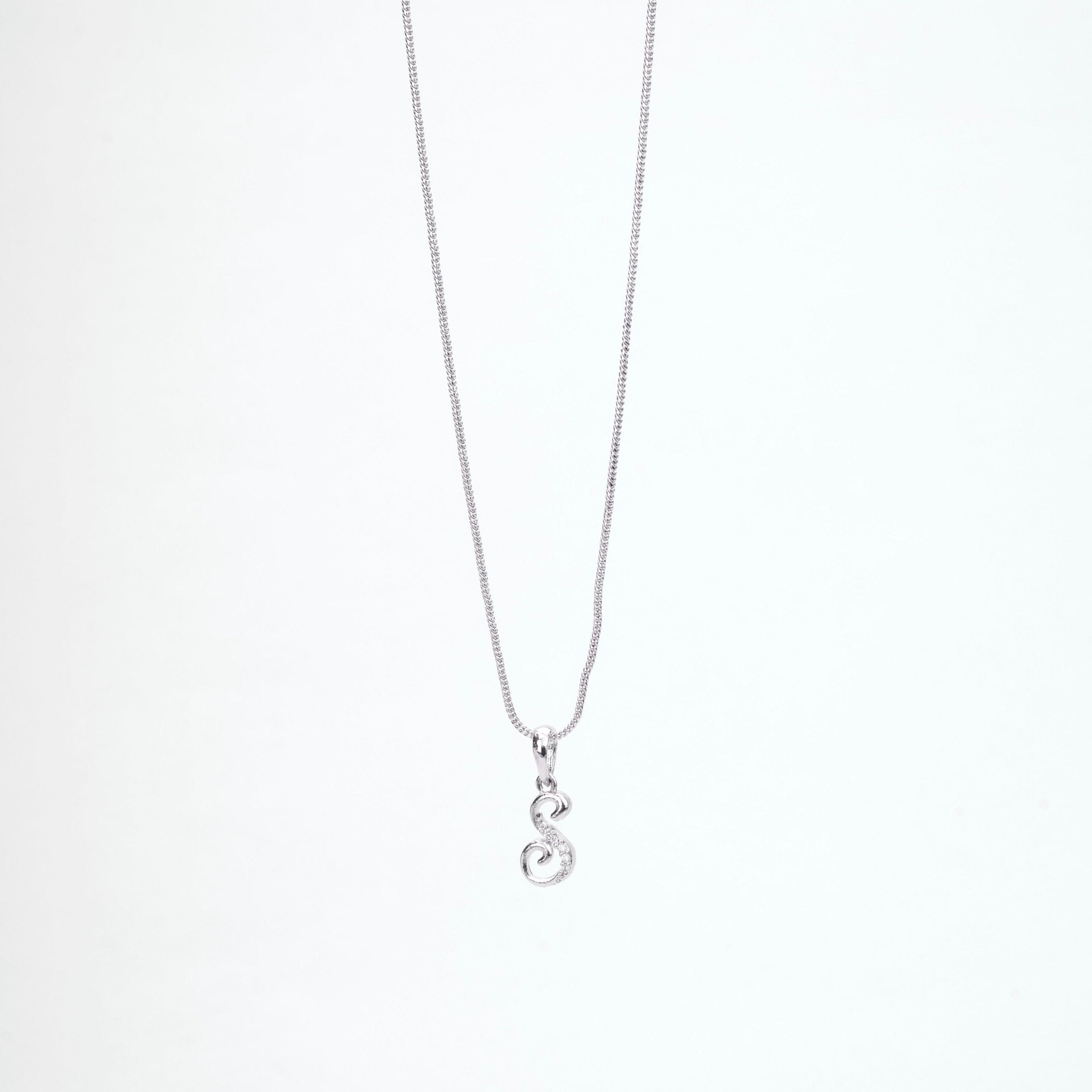 Opal Touch - Alphabet S Rhodium Locket with Chain (18