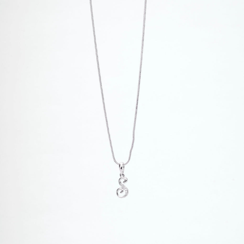 Opal Touch - Alphabet S Rhodium Locket with Chain (18") - Locket Set