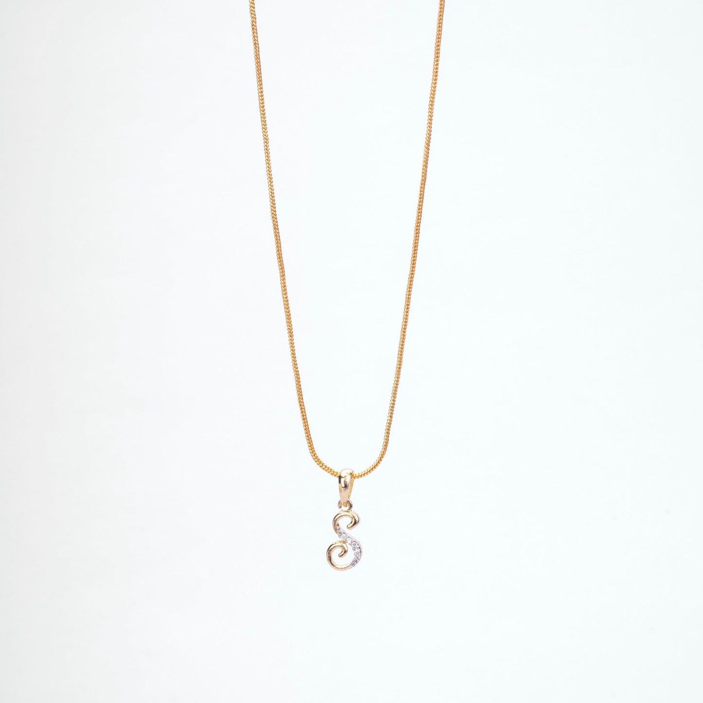 Opal Touch - Alphabet S Two Tone Locket with Chain (18") - Locket Set