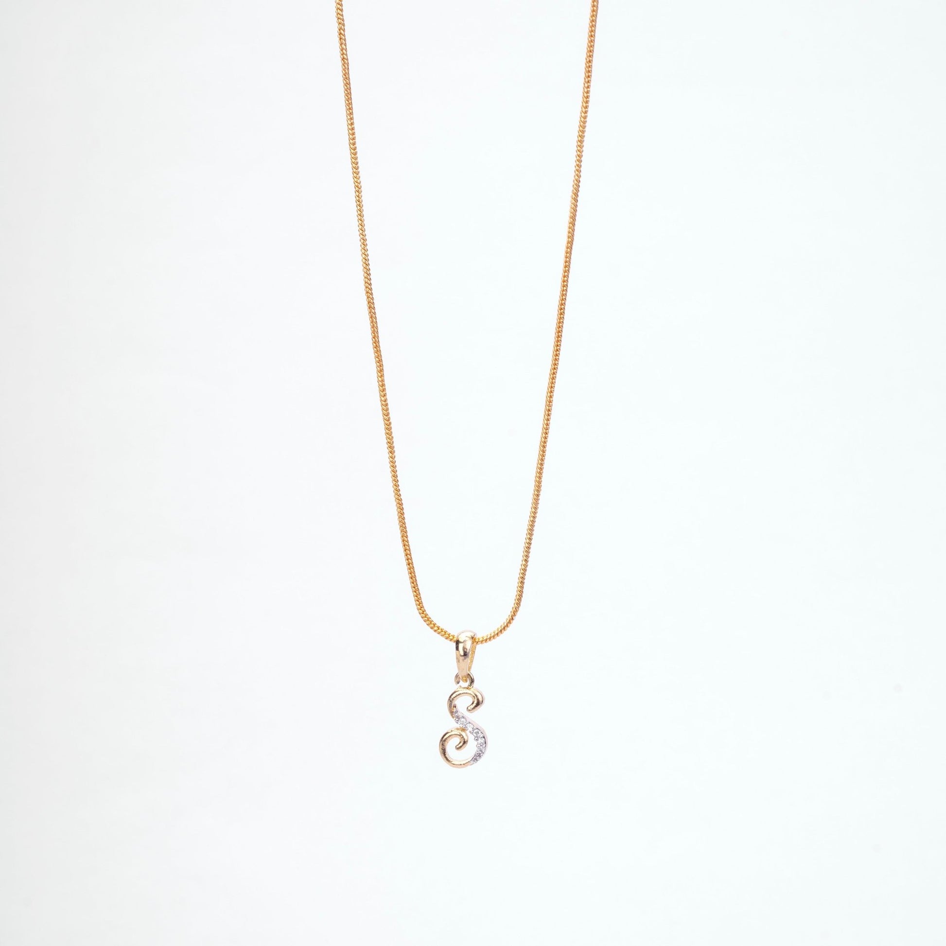 Opal Touch - Alphabet S Two Tone Locket with Chain (18") - Locket Set