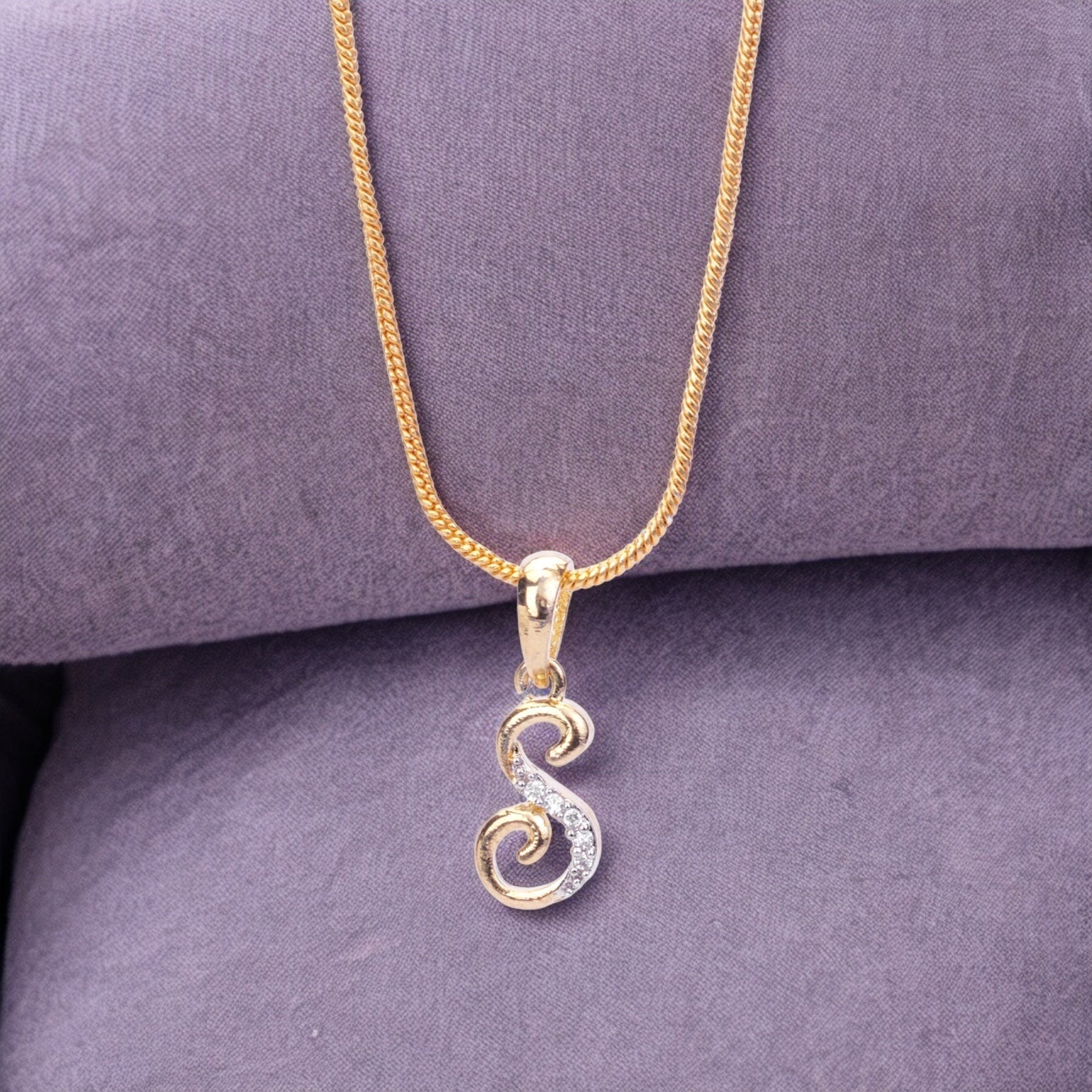 Opal Touch - Alphabet S Two Tone Locket with Chain (18