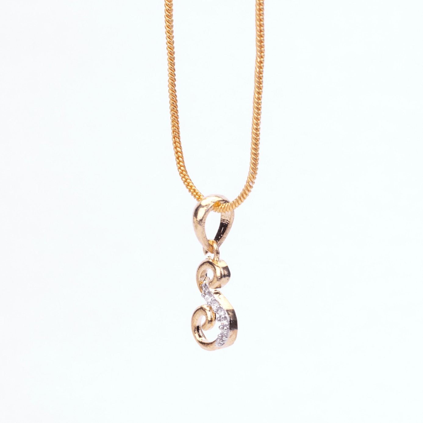 Opal Touch - Alphabet S Two Tone Locket with Chain (18") - Locket Set