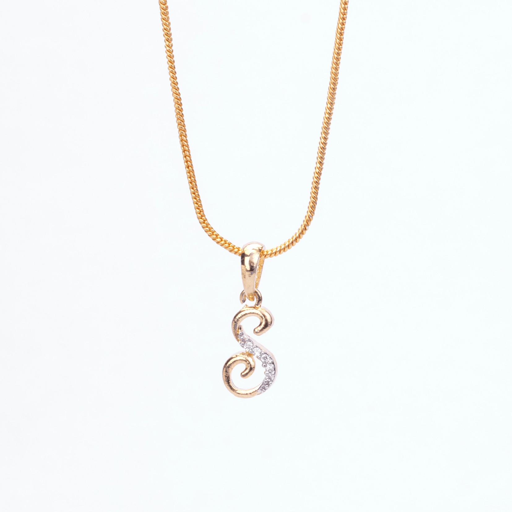 Opal Touch - Alphabet S Two Tone Locket with Chain (18
