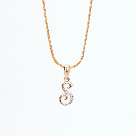 Opal Touch - Alphabet S Two Tone Locket with Chain (18") - Locket Set