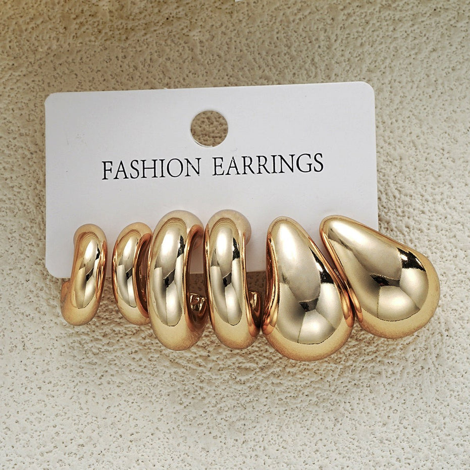 Combo - Amazing Half Circle Gold Plated Studs (Pack of 3) - Opal Touch