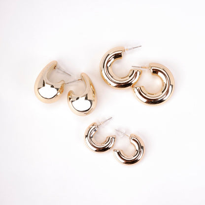 Combo - Amazing Half Circle Gold Plated Studs (Pack of 3) - Opal Touch
