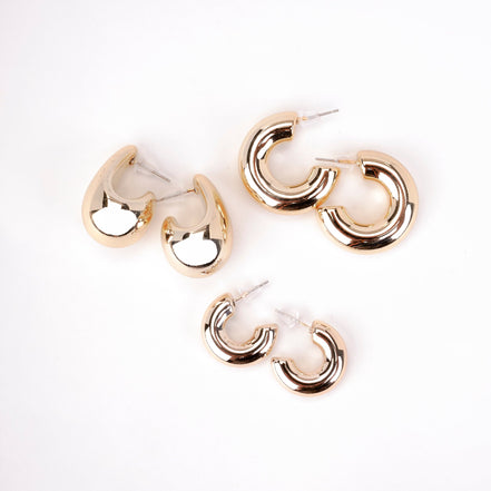 Combo - Amazing Half Circle Gold Plated Studs (Pack of 3) - Opal Touch