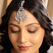 American Diamond Bridal Crescent Maang Tikka - Opal Touch