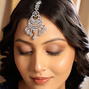 American Diamond Bridal Crescent Maang Tikka - Opal Touch