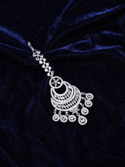 American Diamond Bridal Crescent Maang Tikka - Opal Touch
