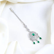 American Diamond CZ Studded Rhodium Plated Maang Tikka - Opal Touch