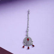 American Diamond CZ Studded Rhodium Plated Maang Tikka - Opal Touch