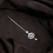 American Diamond CZ Studded Rhodium Plated Maang Tikka - Opal Touch