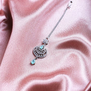 American Diamond CZ Studded Rhodium Plated Maang Tikka - Opal Touch