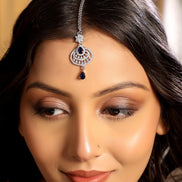 American Diamond CZ Studded Rhodium Plated Maang Tikka - Opal Touch