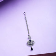 American Diamond CZ Studded Rhodium Plated Maang Tikka - Opal Touch