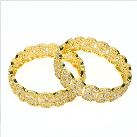 American Diamond Flower Bangles (Pack of 2) - Opal Touch
