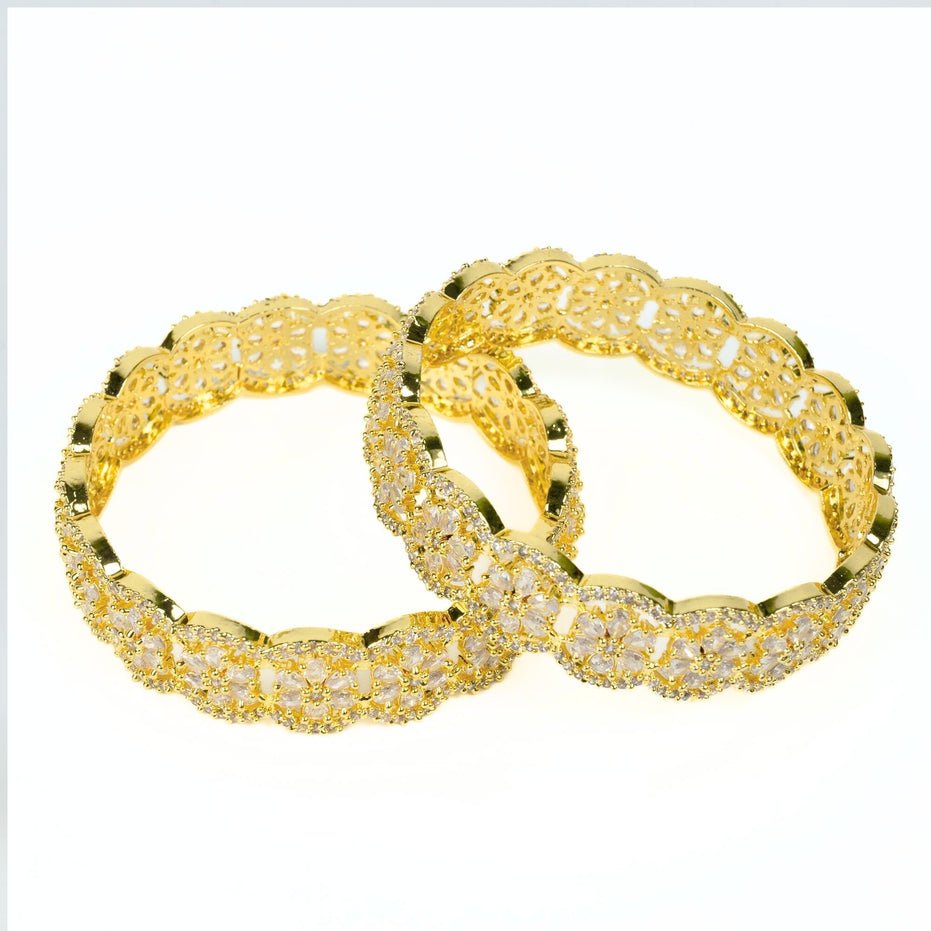American Diamond Flower Bangles (Pack of 2) - Opal Touch