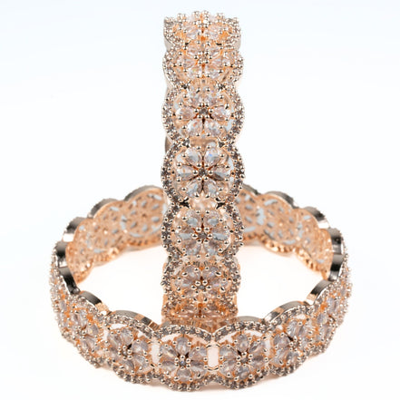 American Diamond Flower Bangles (Pack of 2) - Opal Touch