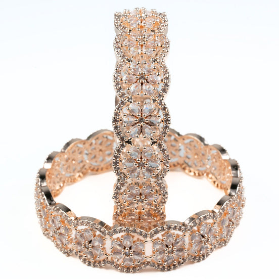 American Diamond Flower Bangles (Pack of 2) - Opal Touch