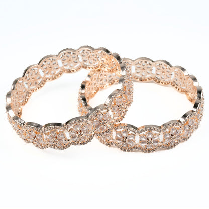 American Diamond Flower Bangles (Pack of 2) - Opal Touch