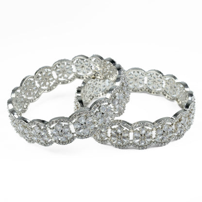 American Diamond Flower Bangles (Pack of 2) - Opal Touch