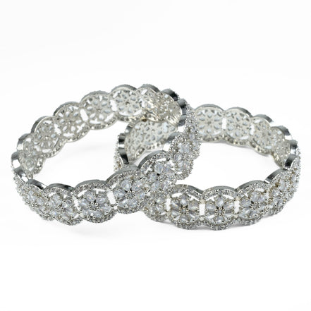 American Diamond Flower Bangles (Pack of 2) - Opal Touch