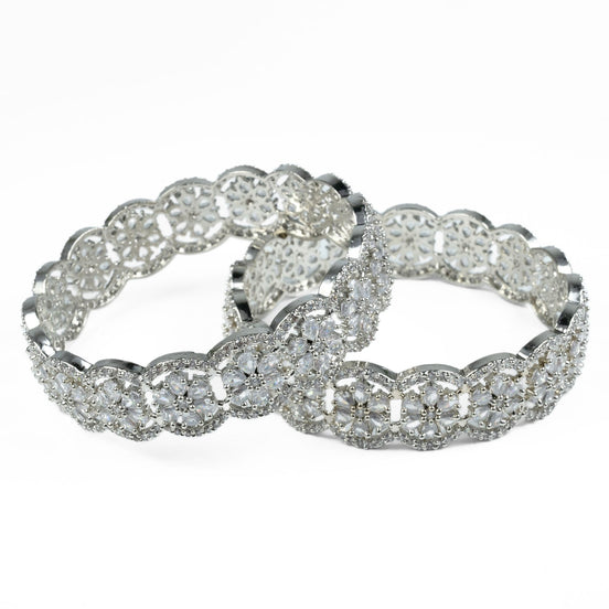 American Diamond Flower Bangles (Pack of 2) - Opal Touch