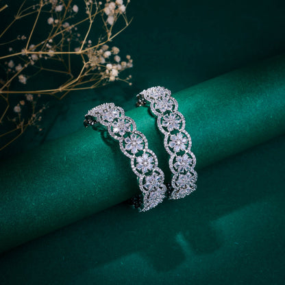 Opal Touch - American Diamond Flower Bangles (Pack of 2) - Bangles