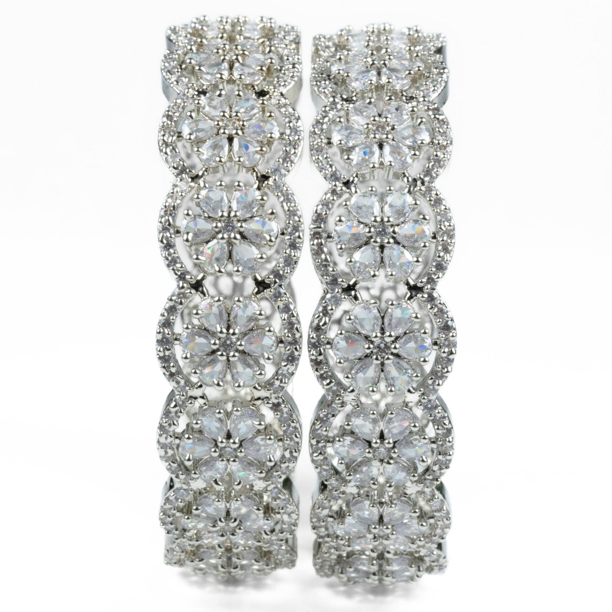 American Diamond Flower Bangles (Pack of 2) - Opal Touch