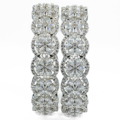 American Diamond Flower Bangles (Pack of 2) - Opal Touch