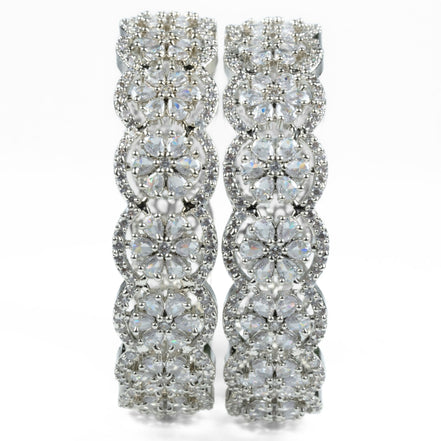 American Diamond Flower Bangles (Pack of 2) - Opal Touch