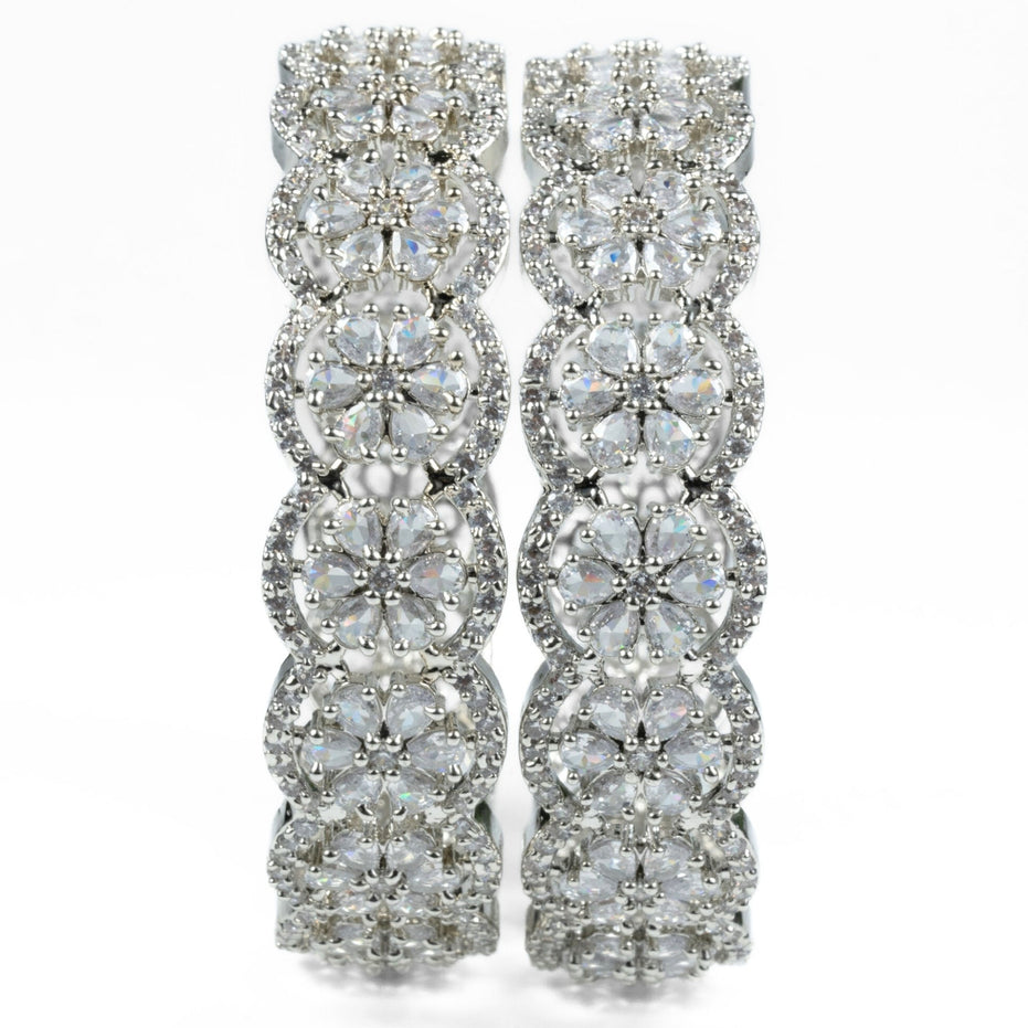 American Diamond Flower Bangles (Pack of 2) - Opal Touch