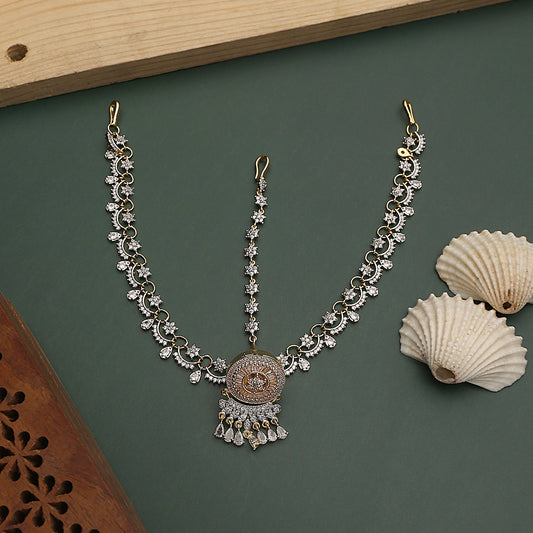 Opal Touch - American Diamond Ganga Jamuna Borla (Matha Patti) - Matha Patti