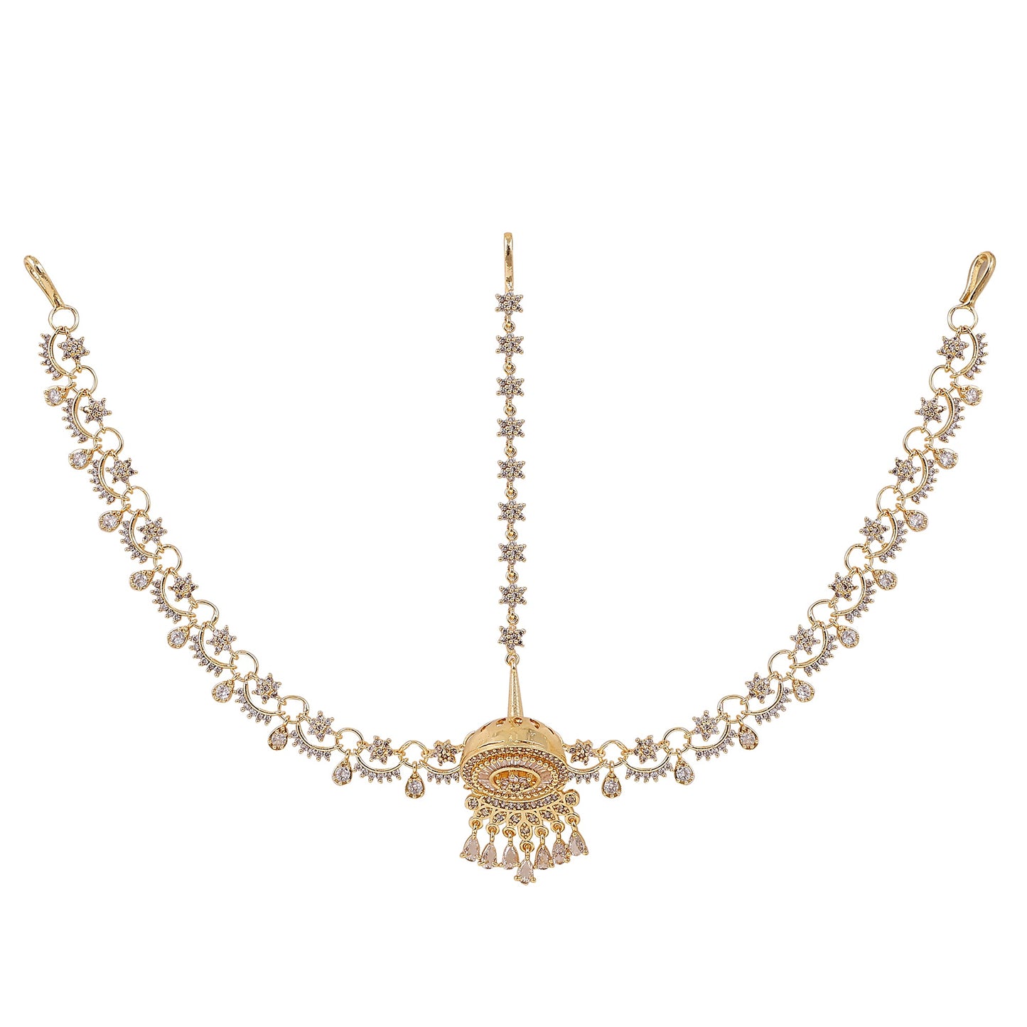 Opal Touch - American Diamond Ganga Jamuna Borla (Matha Patti) - Matha Patti